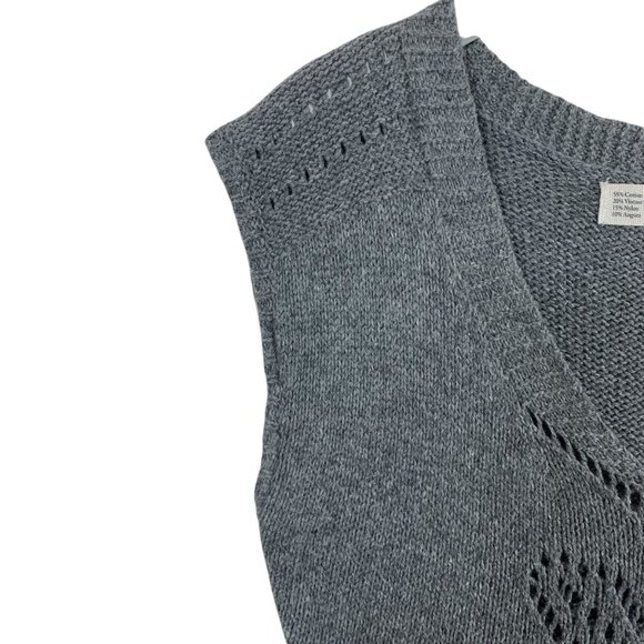 knit sleeveless v-neck grey knit dress sweater Zara knit size large - Picture 7 of 16